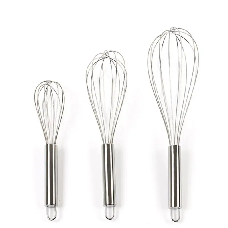 

3 Size Hand Egg Beaters Stainless Steel Egg Beater Hand Whisk Mixer Kitchen Tools