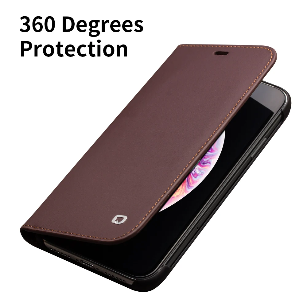 QIALINO Модный чехол-книжка из натуральной кожи для Apple iphone XS/XR, Стильный чехол ручной работы для телефона с отделениями для карт для iphone XS MAX