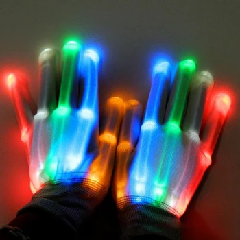

2Pcs Handsome Cool LED Rave Flashing Glove Glow Mode Light Up Finger Tip Lighting Pair Black Night Light Cover Camping Hiking