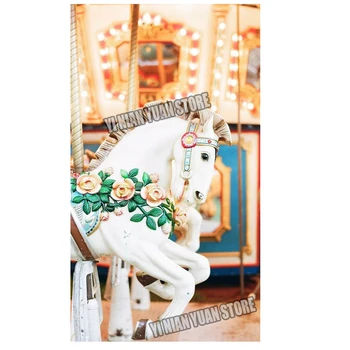 

New Full Round Diamond painting animal Cross stitch 3d Diamond mosaic 5D DIY Diamond embroidery Carousel horse home decor