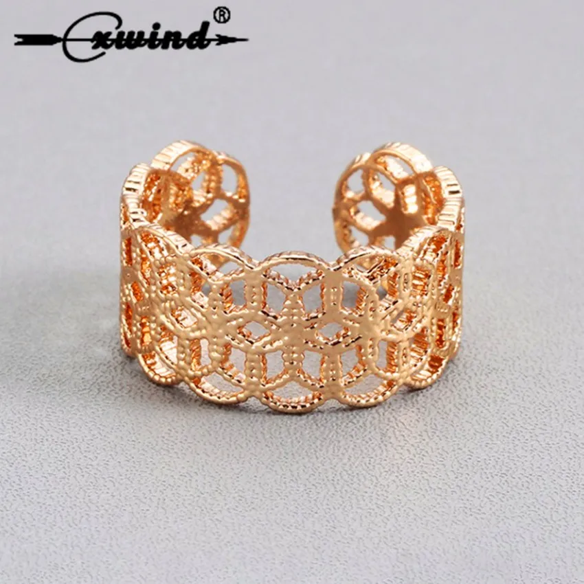 

Cxwind Gold Color Hollow Wide Rings for Teen Girls Heart-knot Rings for Women Fashion Finger Statement Jewelry Accessories