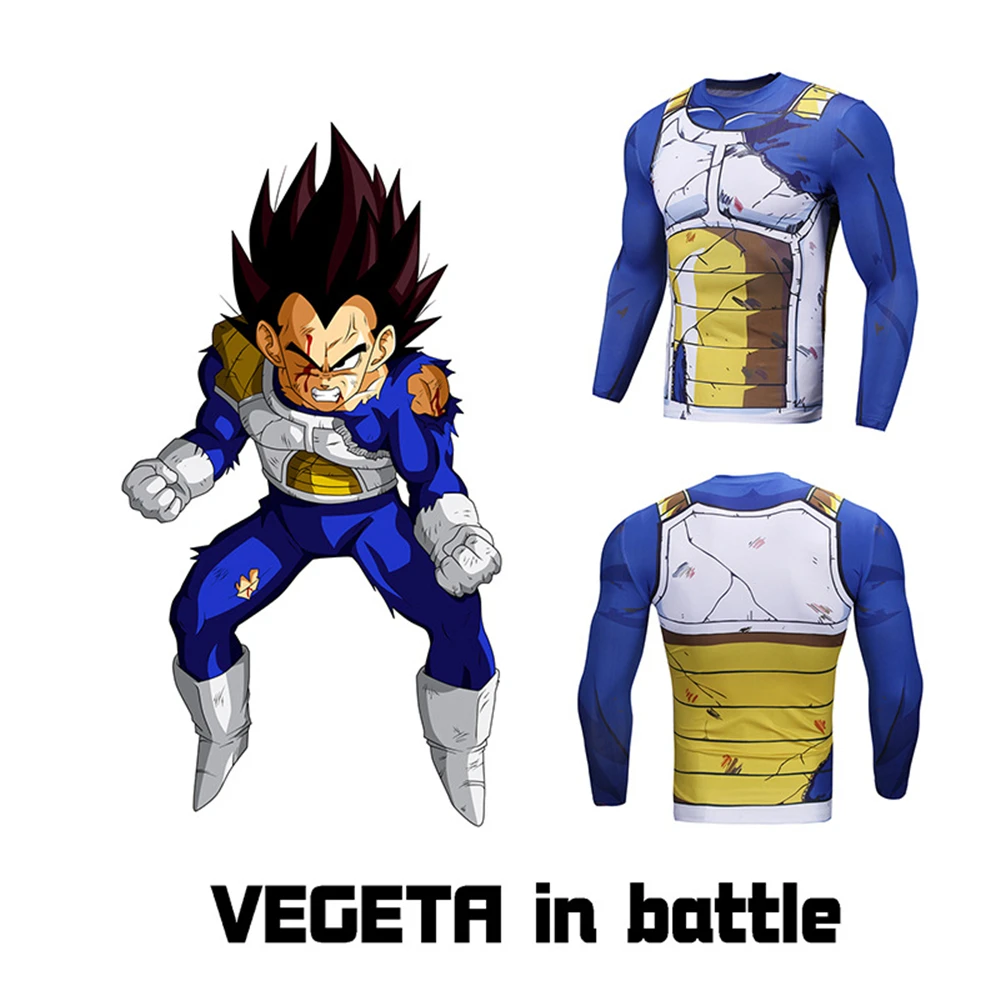 

Fitness clothing spring Vegeta muscle T-shirt men's cartoon dragon ball 3D printing tights costume anime cosplay