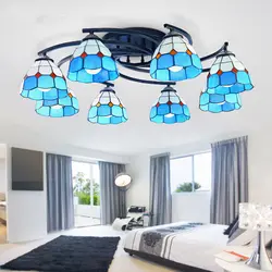 Тиффани гостиной стеклянным потолком свет Средиземноморский спальня винтажные потолочный светильник лампы Оффи дом современный черный