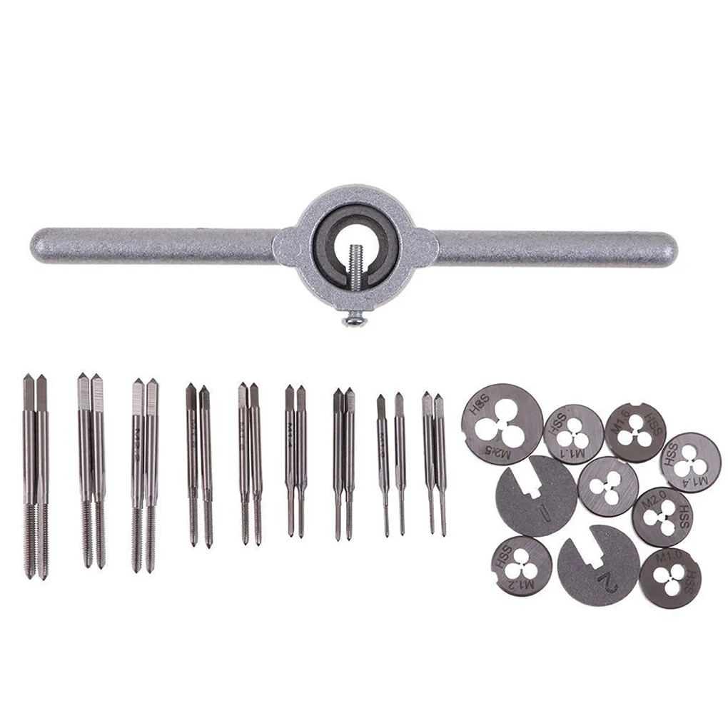 

31pcs/set Mini HSS Metric Taps Die Wrench Handle Set M1.0/M1.1/M1.2/M1.4/M1.6/M1.8/M2.0/M2.2/M2.5 Screw