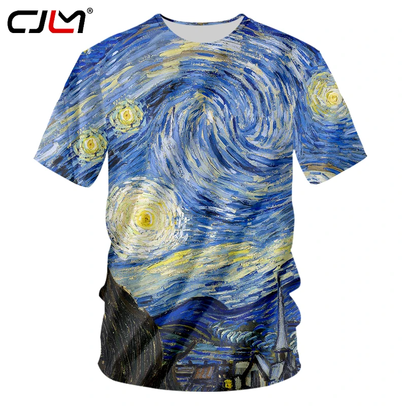 

CJLM Man Brand Clothing 3D T Shirts Mens Crewneck Harajuku Oil Painting Print Casual T-shirts Hip Hop Tee Shirts Drops
