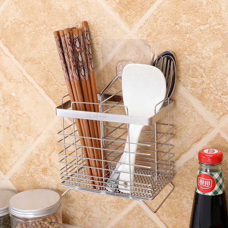 Multifunction Stainless Steel Tableware Rack Knives Forks Cage Tube Spoons Draining Storage
