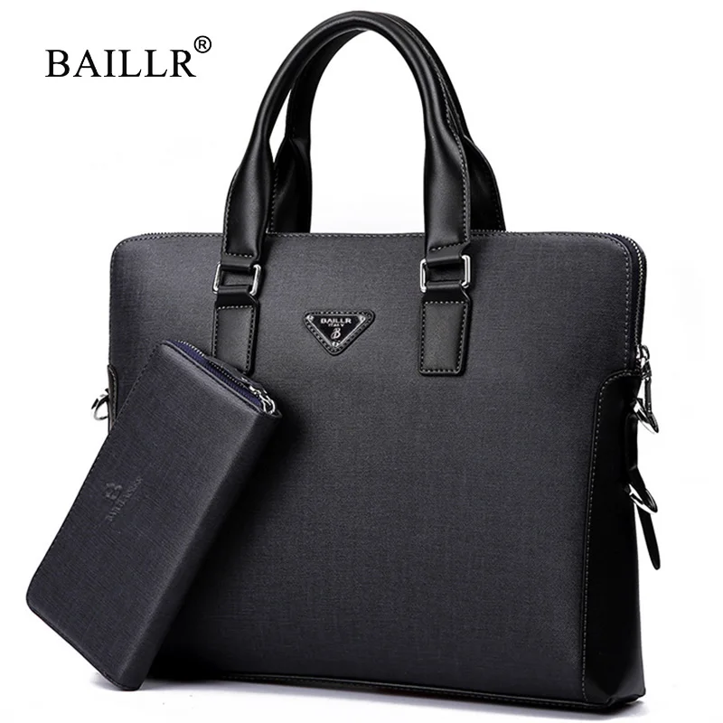 BAILLR брендовая сумка, мужской портфель, высокое качество, мужские деловые сумки, два цвета, мягкие, на ощупь, мужские сумки для ноутбука с кошельком