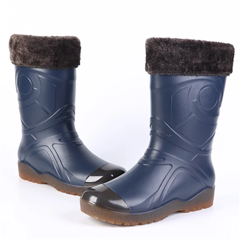 Мужские непромокаемые ботинки SAGUARO модные теплые плюшевые из ПВХ для мальчиков