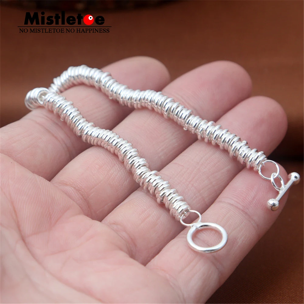 

Authentic 925 Sterling Silver Vintage Punk Locomotive Link Bracelet 17.5cm For Women & Men Jewelry