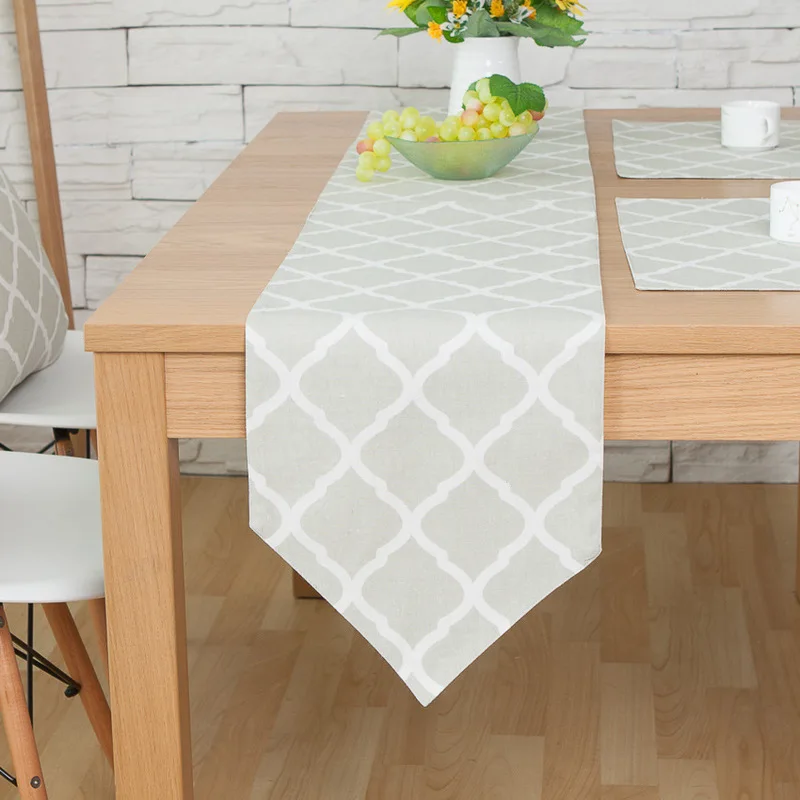 

Fashion Geometric Pattern Table Runner Dining Room Tea Table TV Cabinet Cover Table Flag Cotton Blended Fabric Bed Runner 3 size