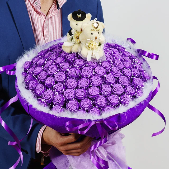 diy simulation 66 rose origami flower bouquet foam sponge material valentines day paper flower