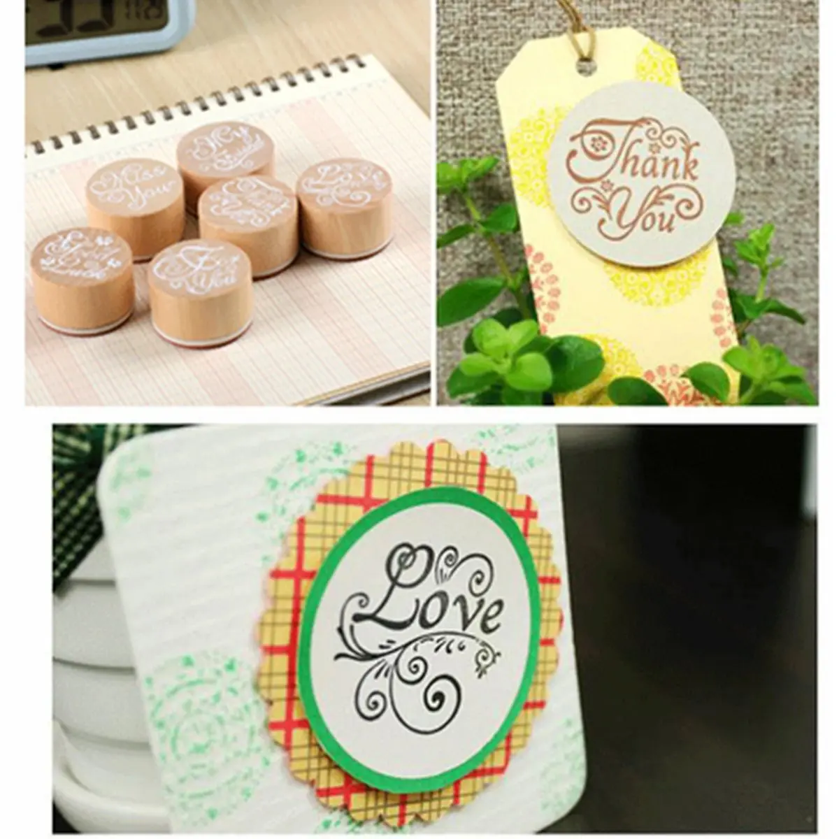

New Arrival Wooden Round Handwriting Wishes Sentiment Words Floral Pattern Rubber Stamp Scrapbook For Decoration School