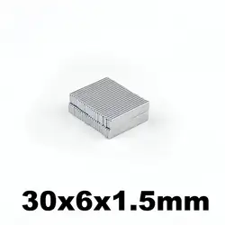 Неодимовый магнит блок Cube 30x6x1,5 мм магнитов NdFeB N35 Мощный мини постоянный Magnetics для промышленных Применение 50 шт