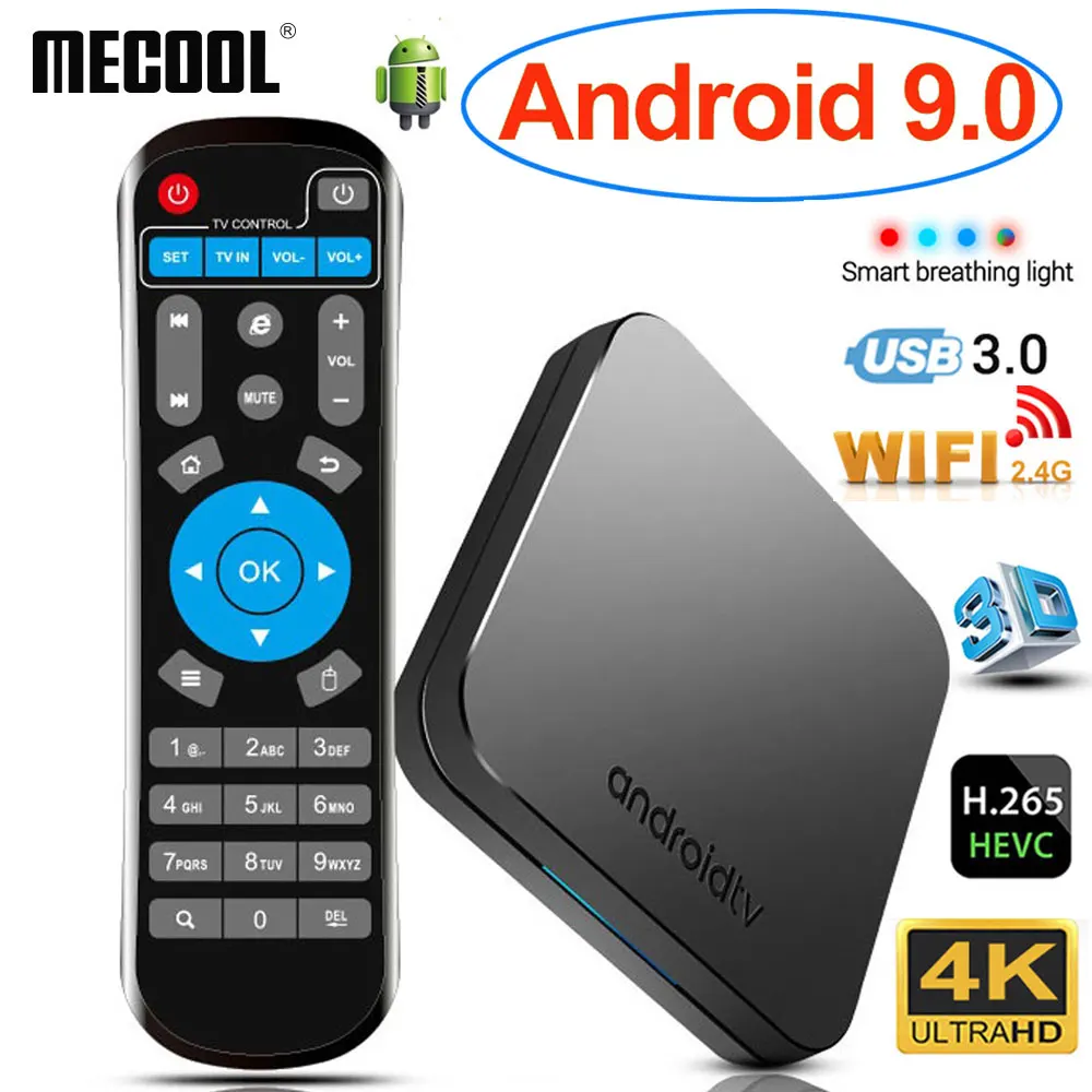 

2019 MECOOL KM9 Android 9.0 TV Box Amlogic S905X2 Quad Core 4GB DDR4 RAM 32GB ROM 4K WiFi Smart TVBox USB 3.0 BT4.1 Media Player