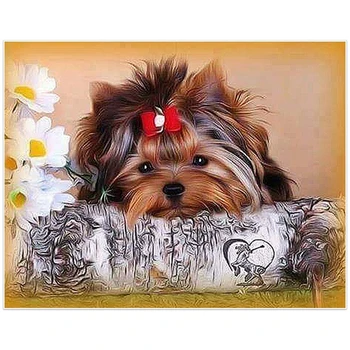

LZAIQIZG Diamond Mosaic Picture Rhinestones Diamond Embroidery Dog Sale Full Square Diamond Painting Animal Cross Stitch Decor