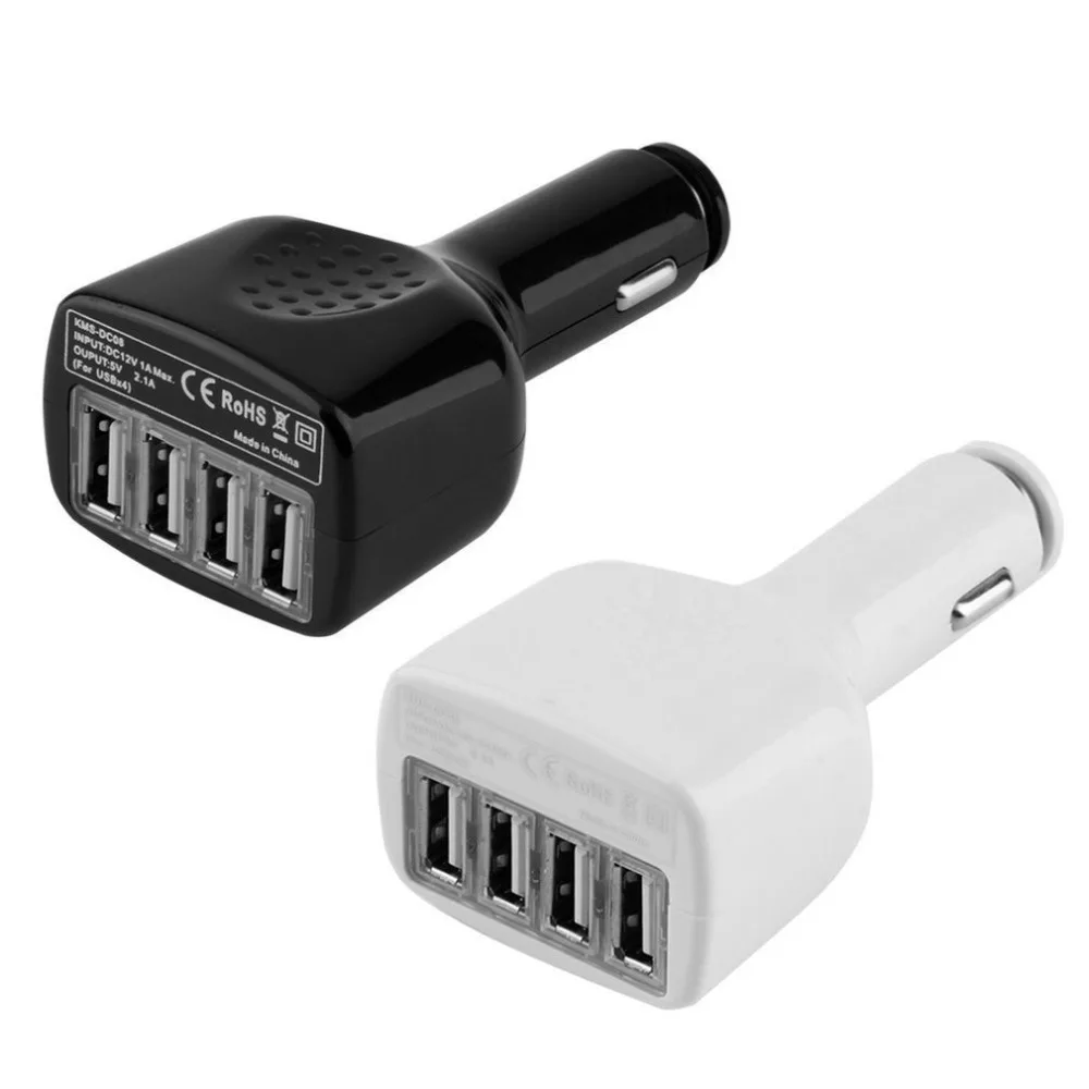 

Mini 4 port USB car charger adapter for iPhone X XS XR max 8 7 6 plus Samsung S10 9 8 7 note 8 7 mobile phone car travel charger
