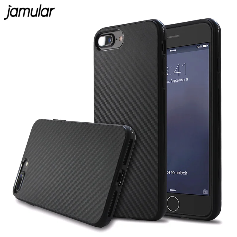 buy JAMULAR Environmental Carbon Fiber Case For iPhone 7 8 Plus 6 6S XS MAX Soft Silicone Cover For iPhone X XS XR 5S SE Phone Cases