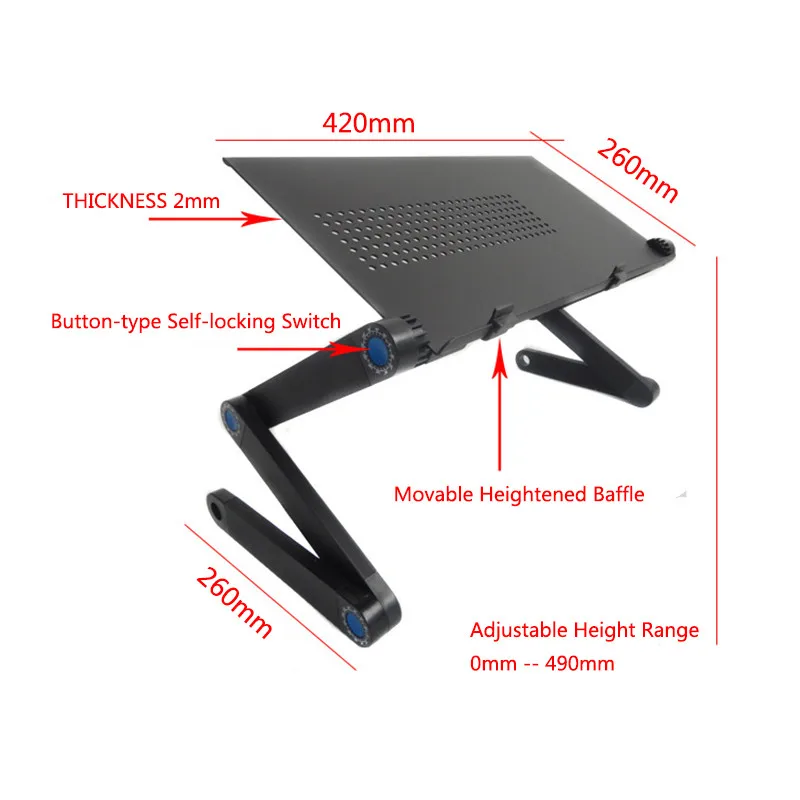 المحمولة طاولة كمبيوتر محمول قابلة للطي قابل للتعديل طاولة قابلة للطي ل Lapdesk صينية PC دفتر الألومنيوم حامل صينية مع لوحة الماوس دروبشيب
