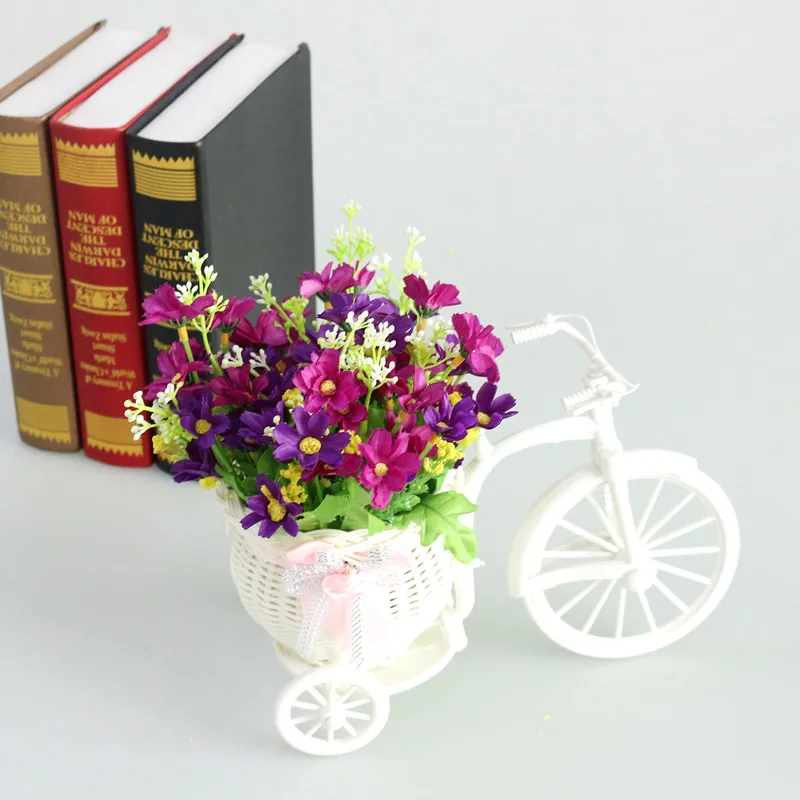 Flone Artificial Rose Flower Set Rattan Vase Simulated Flower Car Plastic Flower Bouquets For Indoor Household Decoration (15)