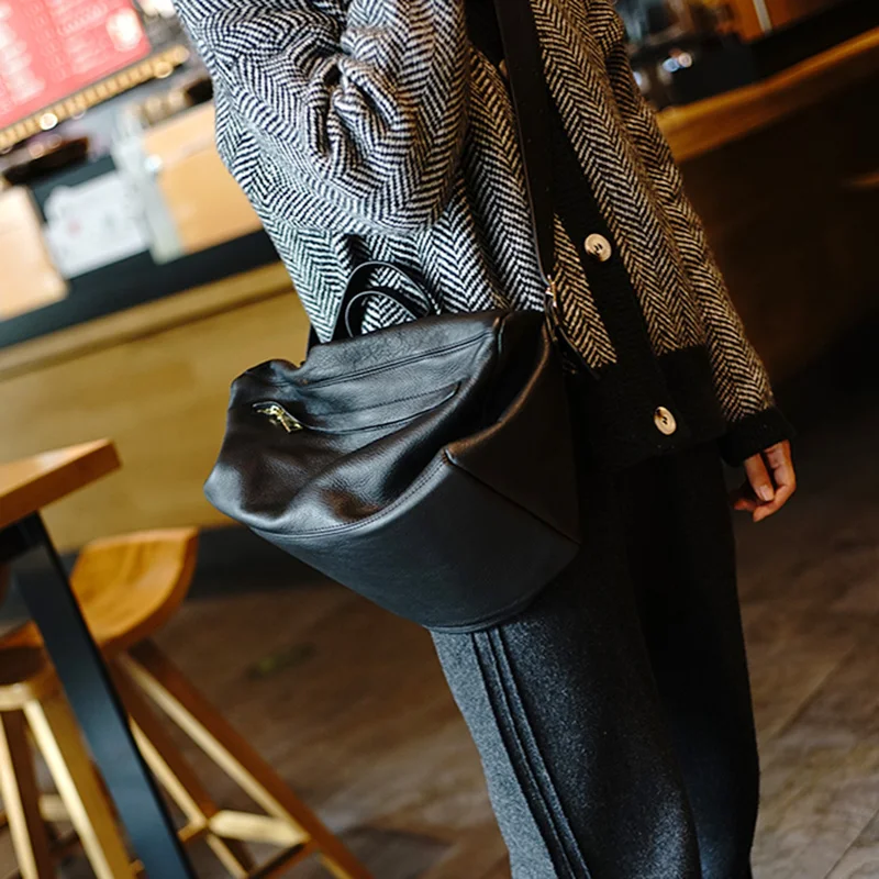  AETOO New simple wide shoulder leading layer cowhide shoulder bag leather portable casual commuter 