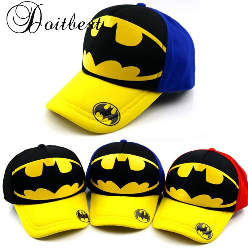 

2018 Spring Children Hip Hop Baseball Cap Batman Bend brim summer kids Sun Hat Cartoon Boys Girls snapback Caps 2-8 years old