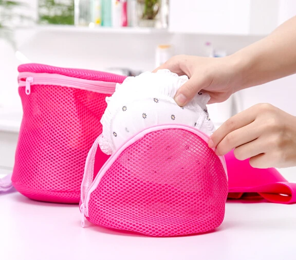 Women Bra Laundry Bags Lingerie Washing Hosiery Saver Protect Aid Mesh Bags Pink