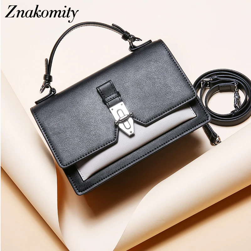 

Znakomity Fashion Genuine Leather Ladies Handbag Designer Messenger Panelled Hasp Female Shoulder Bag Purse Small Women Flap Bag