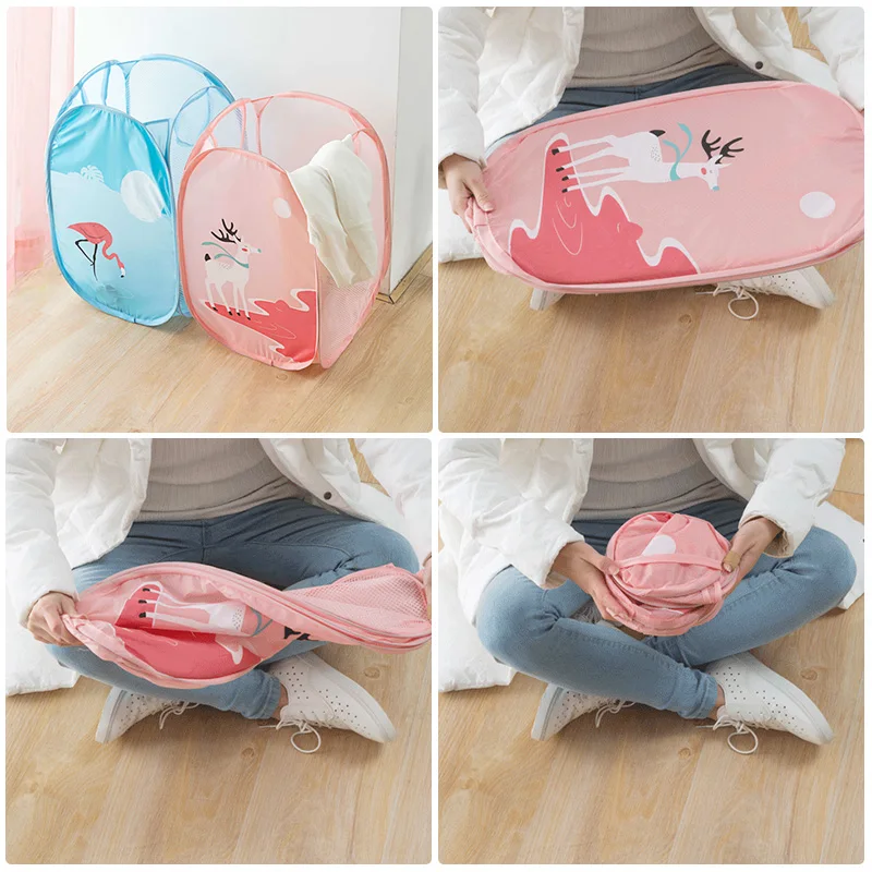 Cartoon Folding Laundry Basket Toy Storage Picnic Basket Box  (2)