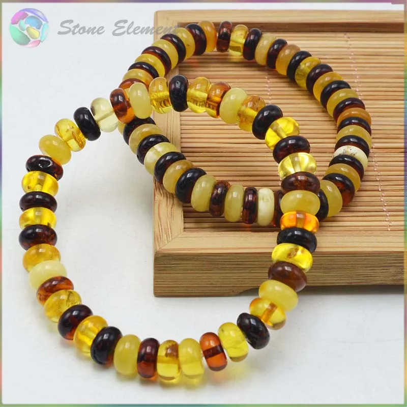 

Genuine Natural Baltic Amber Roundel / Drum Beads Bracelets 7x9mm,9~9.5mm,9.5~10mm