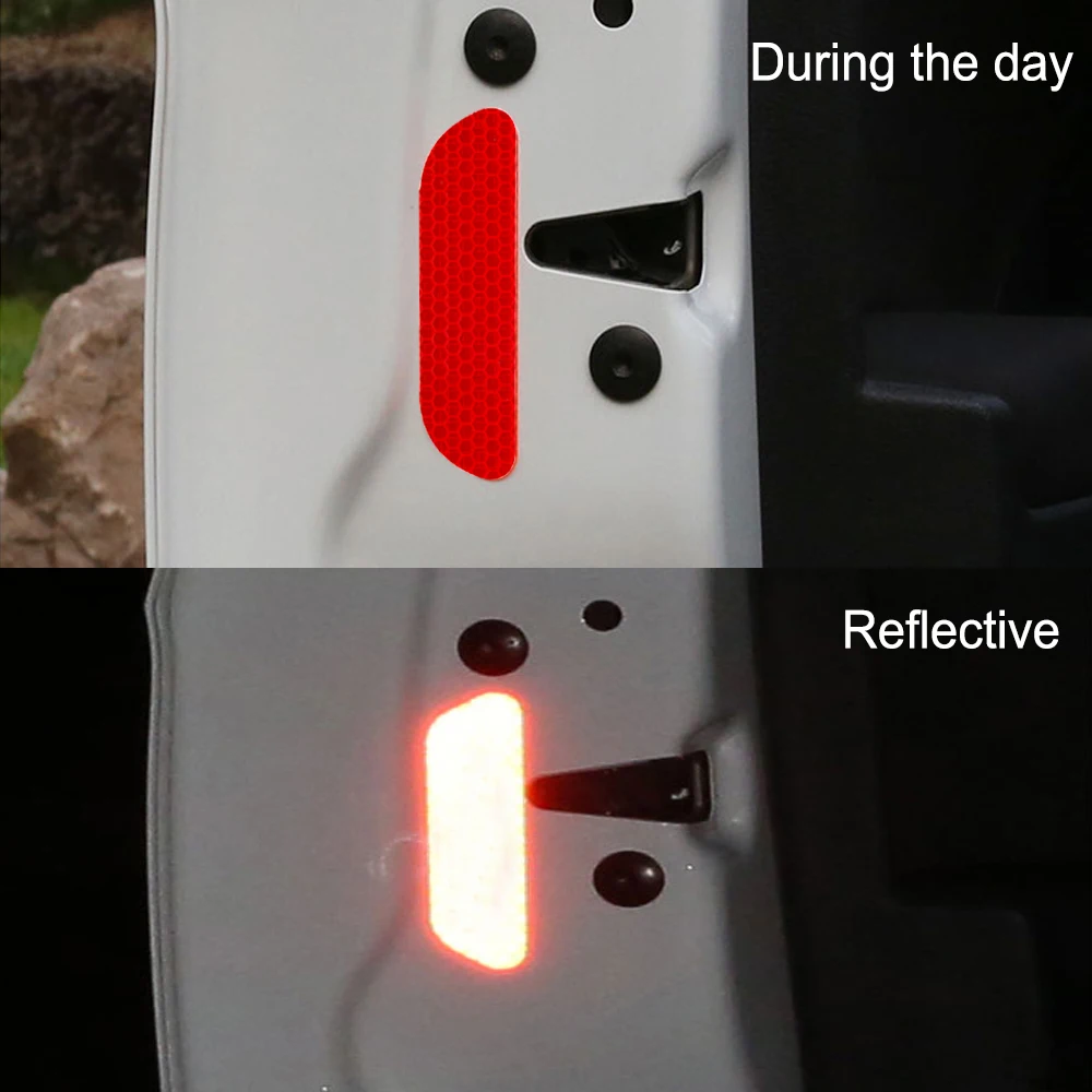 LEEPEE Car Door Edge Wheel Reflective Strips Eyebrow Safety Mark Reflective Stickers Decal Warning Stickers