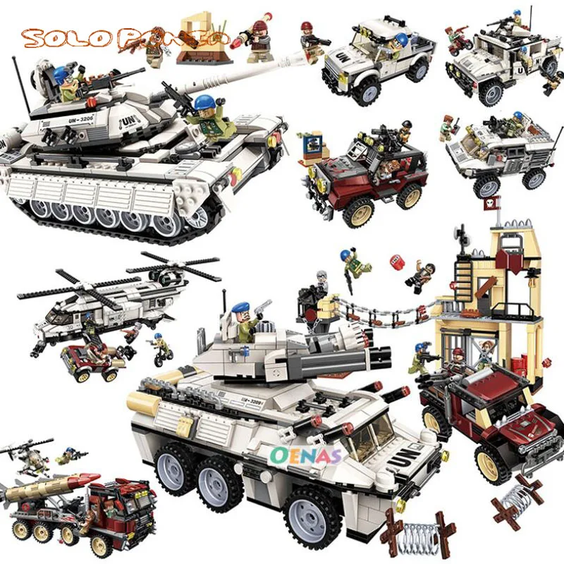 

Children's educational toys diy assembled toy blocks Compatible Legoeds city Field force aircraft tank figures children Toys