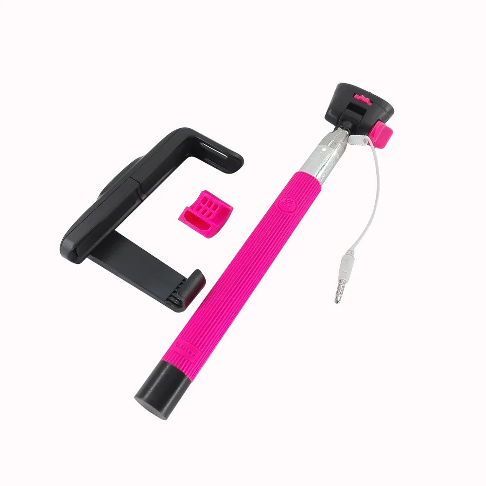 Z07-7 аудио кабель проводной selfie палка расширяемой монопод самостоятельная stick для iphone 7 6 plus 5 5s 4S ios samsung Android - Цвет: Pink
