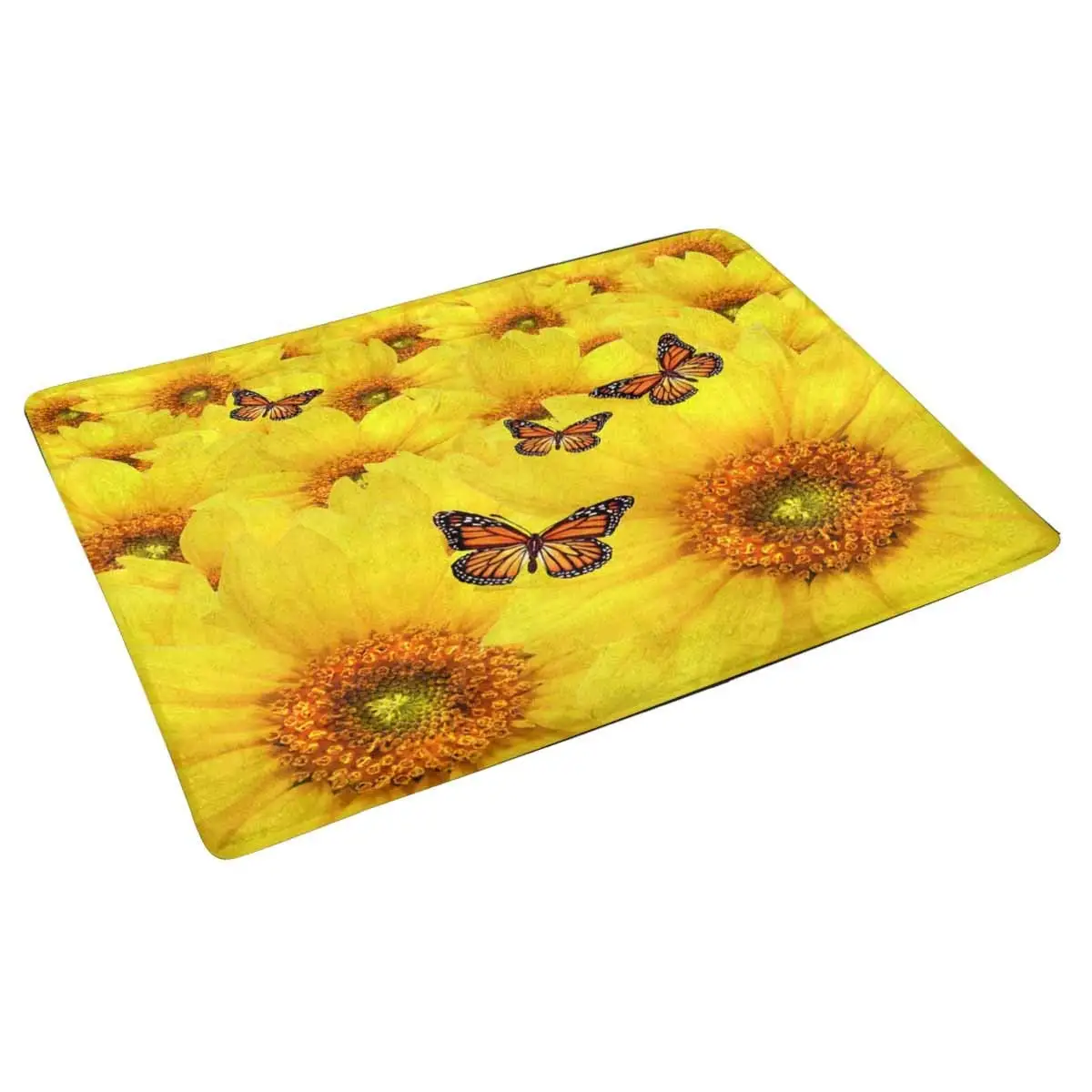 Yellow Sunflowers Atop one Another Printed Indoor Doormat Bathroom