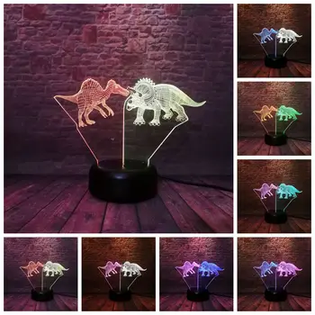 

Flash 3D Nightlight LED Mixed 7 Colors Changing Light Jurassic World Model Dinossauros Jurassic Animal Figure Toys