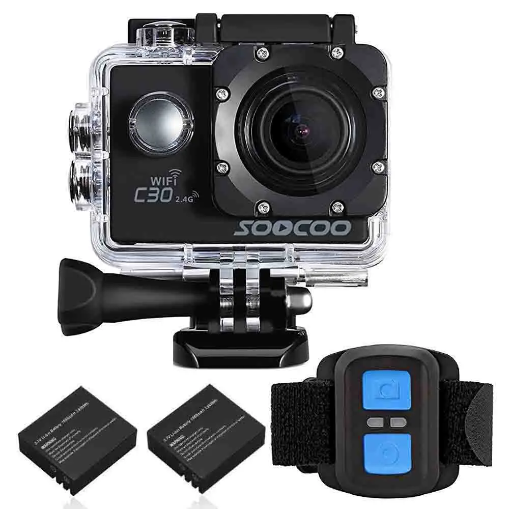  SOOCOO C30/C30R Sports Action Camera Wifi 4K Gyro 2.0 LCD NTK96660 30M Waterproof Adjustable Viewing angles with Extra Batteries 