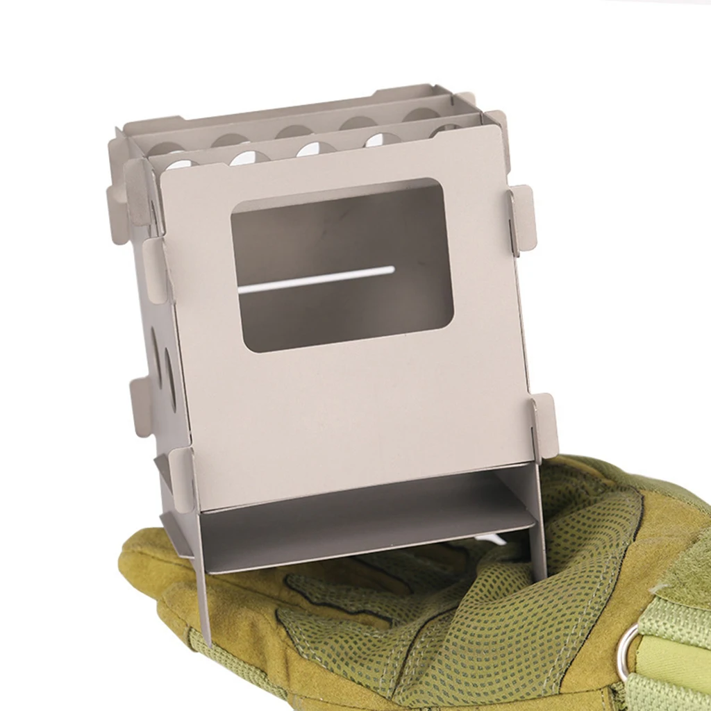 Ultra-light Outdoor Cooking Pocket Stove Backpacking Camping Folding Wood Stove Stainless Steel/ Titanium Materials