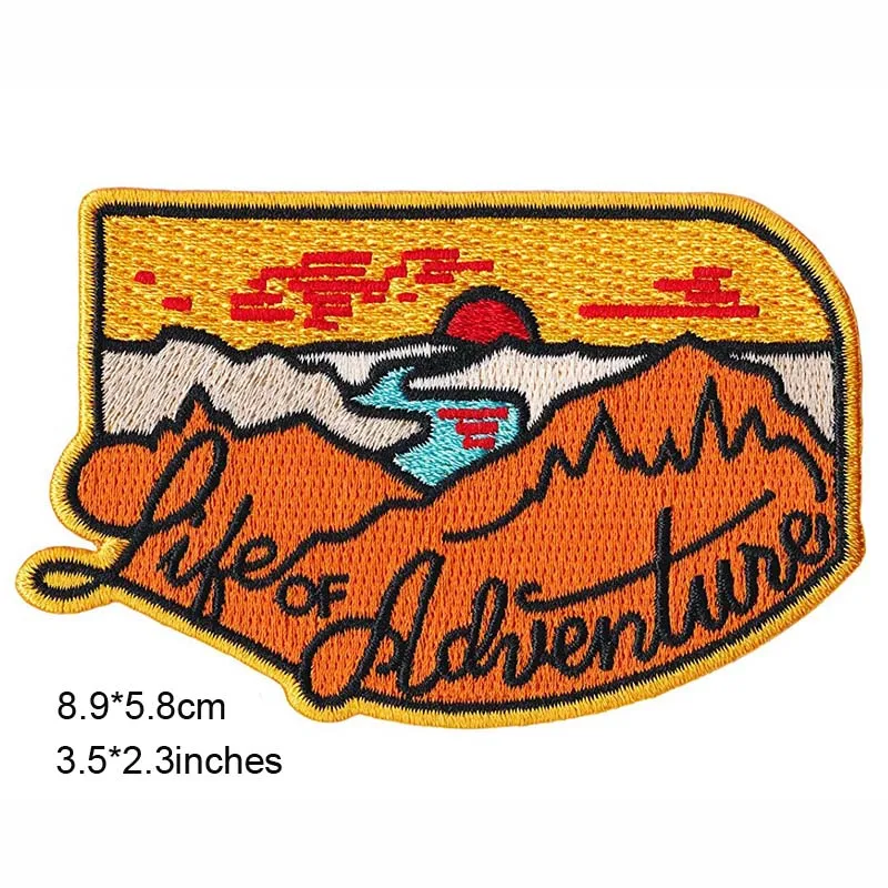 

Outdoor Sport Hiking Theme Iron On Patches Embroidered Clothes Patch For Clothing Clothes Stickers Garment Apparel Accessories