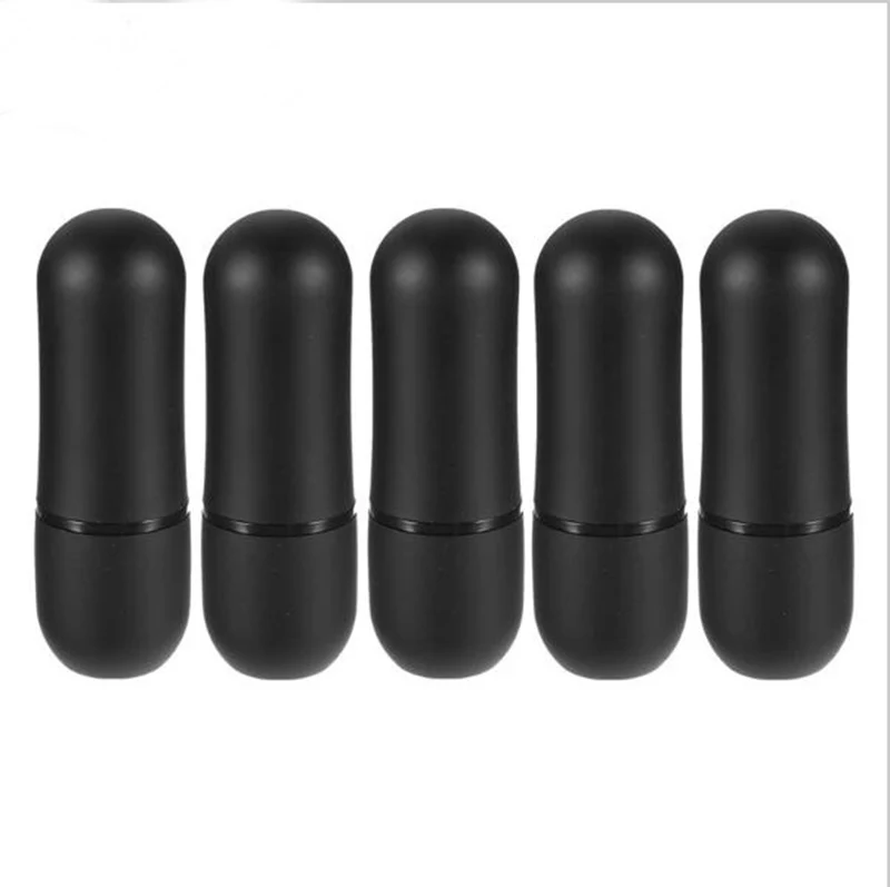 New 5pcs 12.1MM Matt Black Round Empty Lipstick Tubes Refillable DIY Lip Gloss Lip Balm Containers Cosmetic Tool Wholesale