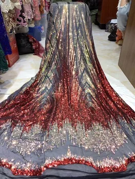 

Fashion French Lace Fabric High Quality African Party Dress Net Lace Fabric 2019 Sequins Lace For African Women Dress