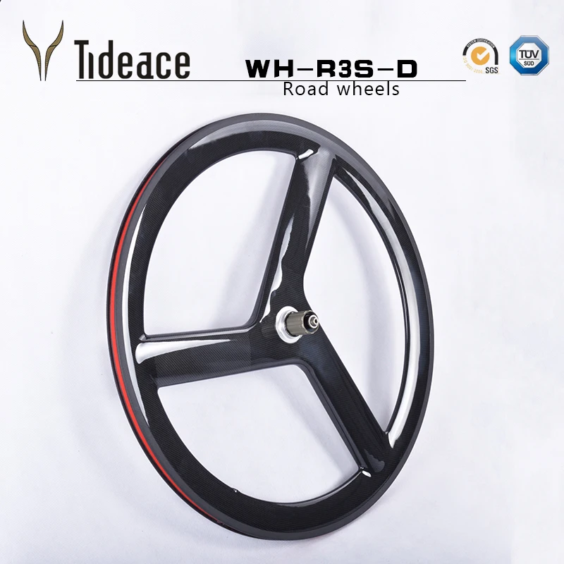 Tideace 3 спиц fixed gear Карбон колеса 700c tri Колесная для дорожного следа велокроссовый