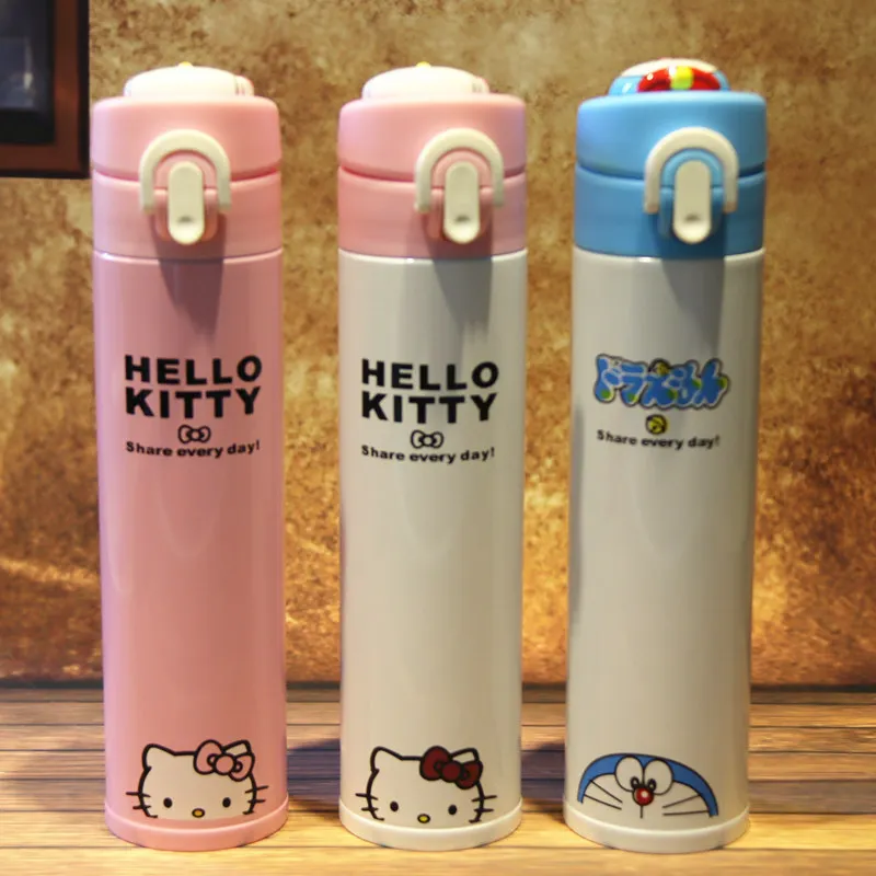 Cute 3D KT And Doraemon Thermos Bottle For Women Portable Vacuum