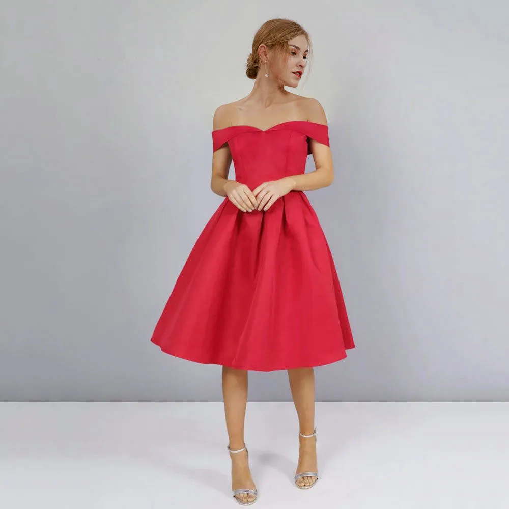 JaneVini Vestidos de Cóctel de satén para niñas, túnica roja Vintage, corte  A, talla grande, hasta la rodilla, Vestido Formal Corto 2019|Vestidos de  cóctel| - AliExpress