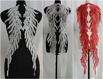 

white 3D Lace wing embroidery patches LACE decals flower Applique for DIY Wedding dress