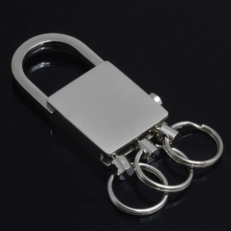 

High Quality Square Multi-function Key Chain Print Logo Company Souvenirs Gift Keychain With 3 Rings Keyring