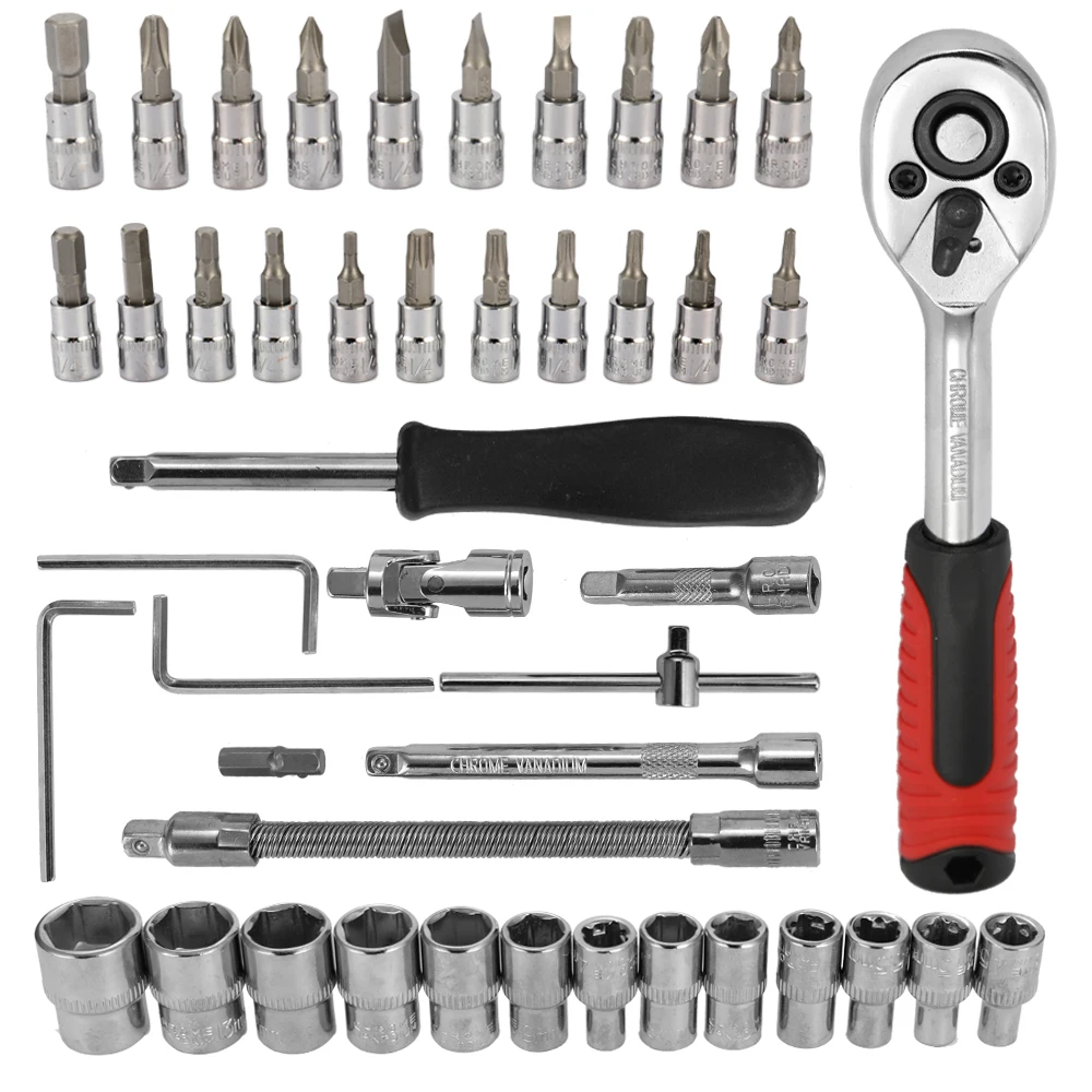 

46pcs Multifunctional Professional Steel Socket Wrench Tool Set Car Repair Toolbox Automobile and Motorcycle Tools