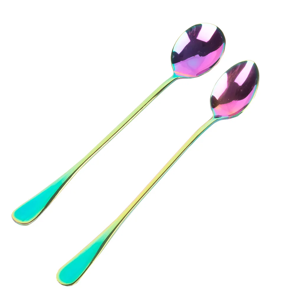 

Creative 1Pc Coffee Tea Snacks Sugar Spoons Kitchen Cutlery Christmas Decor Rainbow Ice Long Handle Spoon Tableware