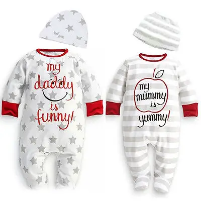 

2pcs set!! Baby Boys Girls Winter Romper Long Sleeve O Neck Hat Sleepsuit Playsuit Outfits Set Clothing