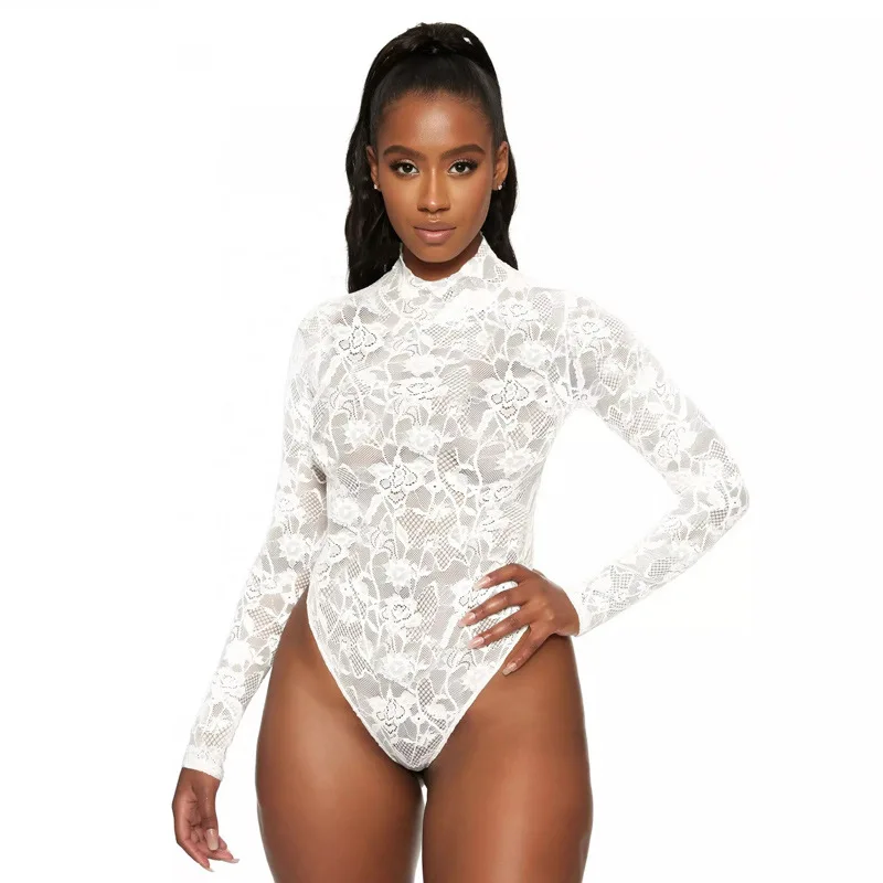 

Sexy Hollow Out Lace Bodycon Summer Bodysuit Women Modern Elegant Streetwear Party Translucent Bodysuit Women Vests Mono Mujer