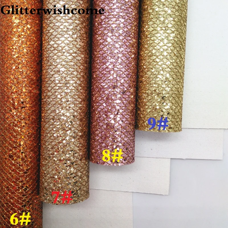 Glitterwishcome 21X29 см A4 Размеры виниловые обои для банты Лазерная Звезда Сетка блестящая кожаная ткань винил для банты, GM195A