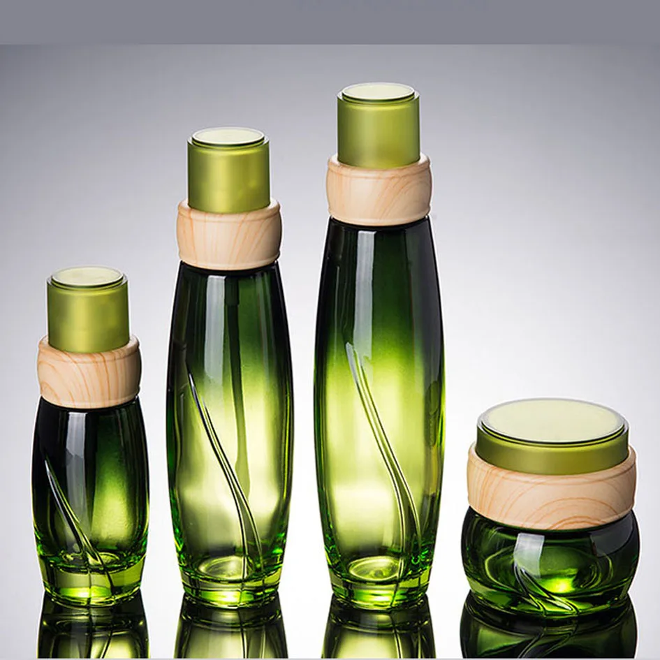

Emerald Green Glass Cream 50g Bottle Jar Empty 40ml Cosmetic Container Emulsion Lotion Pump Bottles Packaing for Travel 100pcs